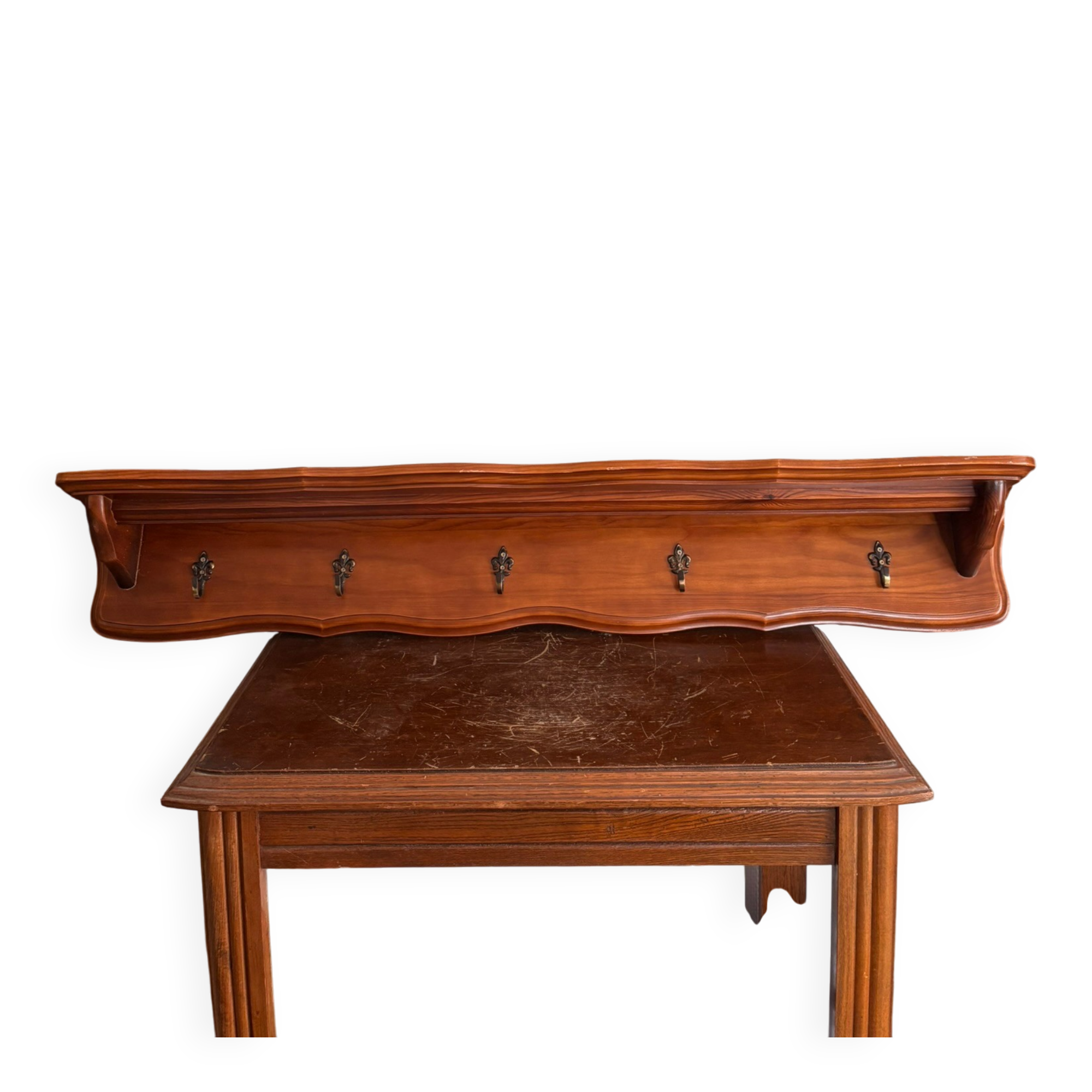 Wall-Mounted Coat Rack Rustic Wooden Shelf