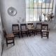 Set of 4 Savoyard pine folk art chairs from the 1950s.