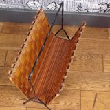Rattan and metal magazine holder