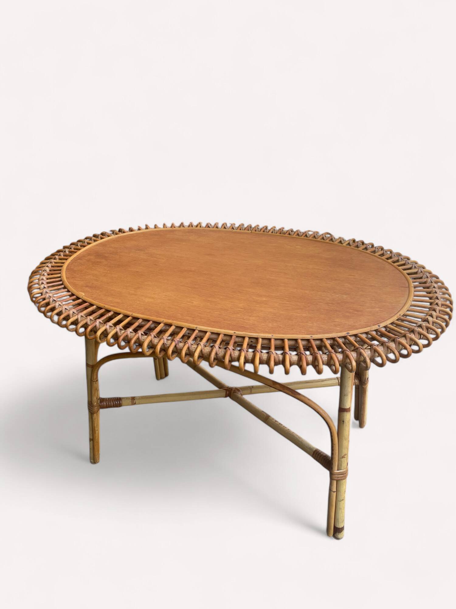 Table basse soleil en rotin