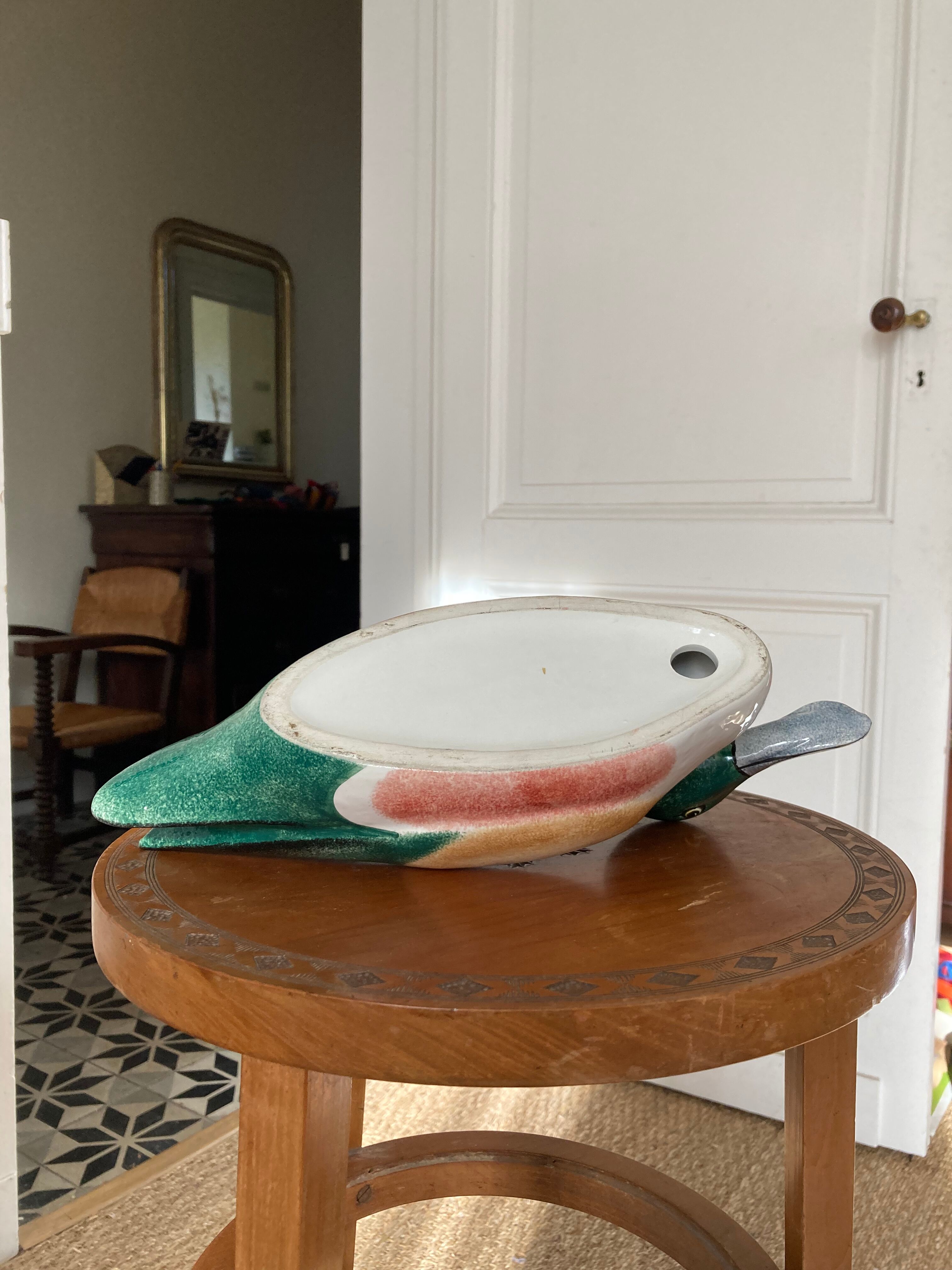 Duck Colbert vintage glazed ceramic sculpture