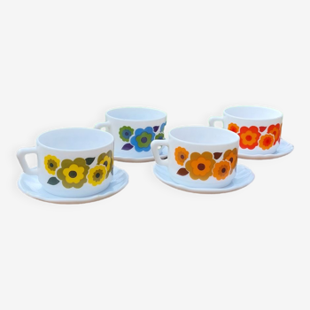 Set of 4 cups arcopal "lotus"