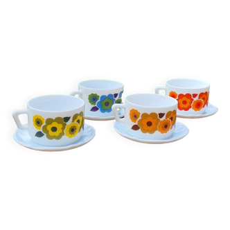 Set of 4 cups arcopal "lotus"