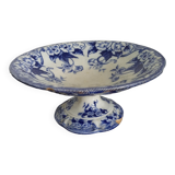 Presentoir en faience creil montereau flora ancien compotier sur piedouche