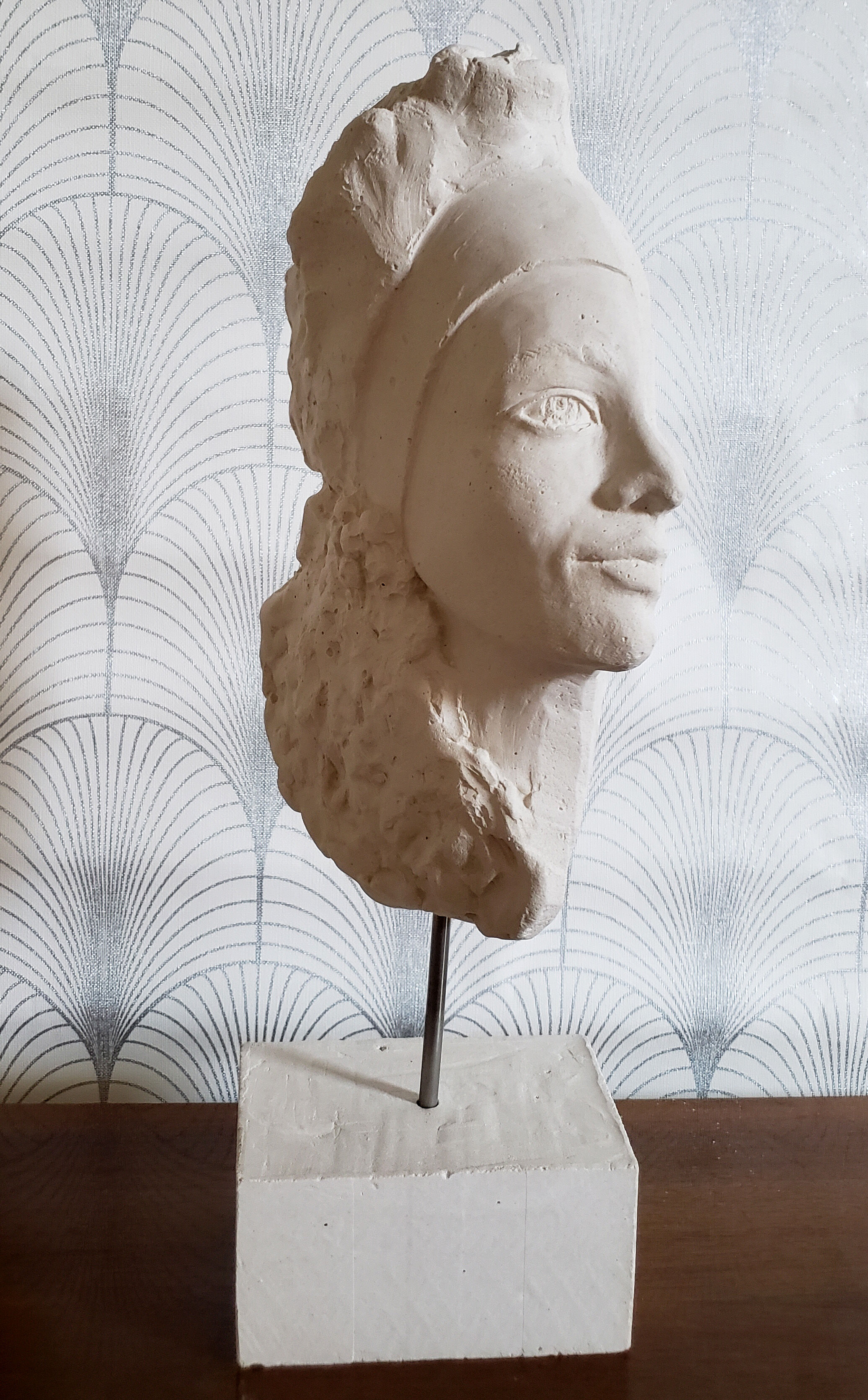 Woman's head in plaster