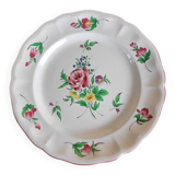 Large round dish KG Lunéville Reverbère, earthenware from the East, floral decoration.