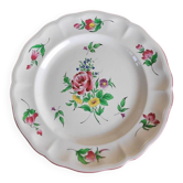 Large round dish KG Lunéville Reverbère, earthenware from the East, floral decoration.