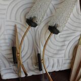 Pair of glass and metal sheaf-shaped wall lights circa 1960
