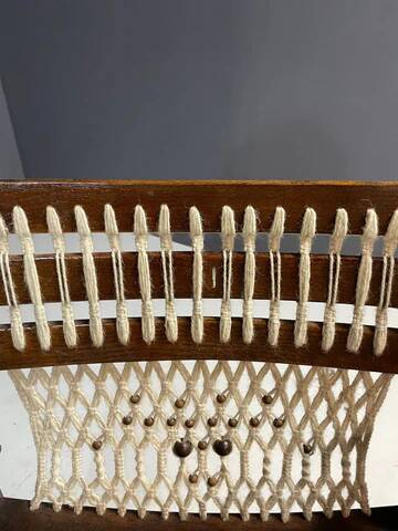 Vintage macramé armchair, 1960s, Czechoslovakia, wooden frame