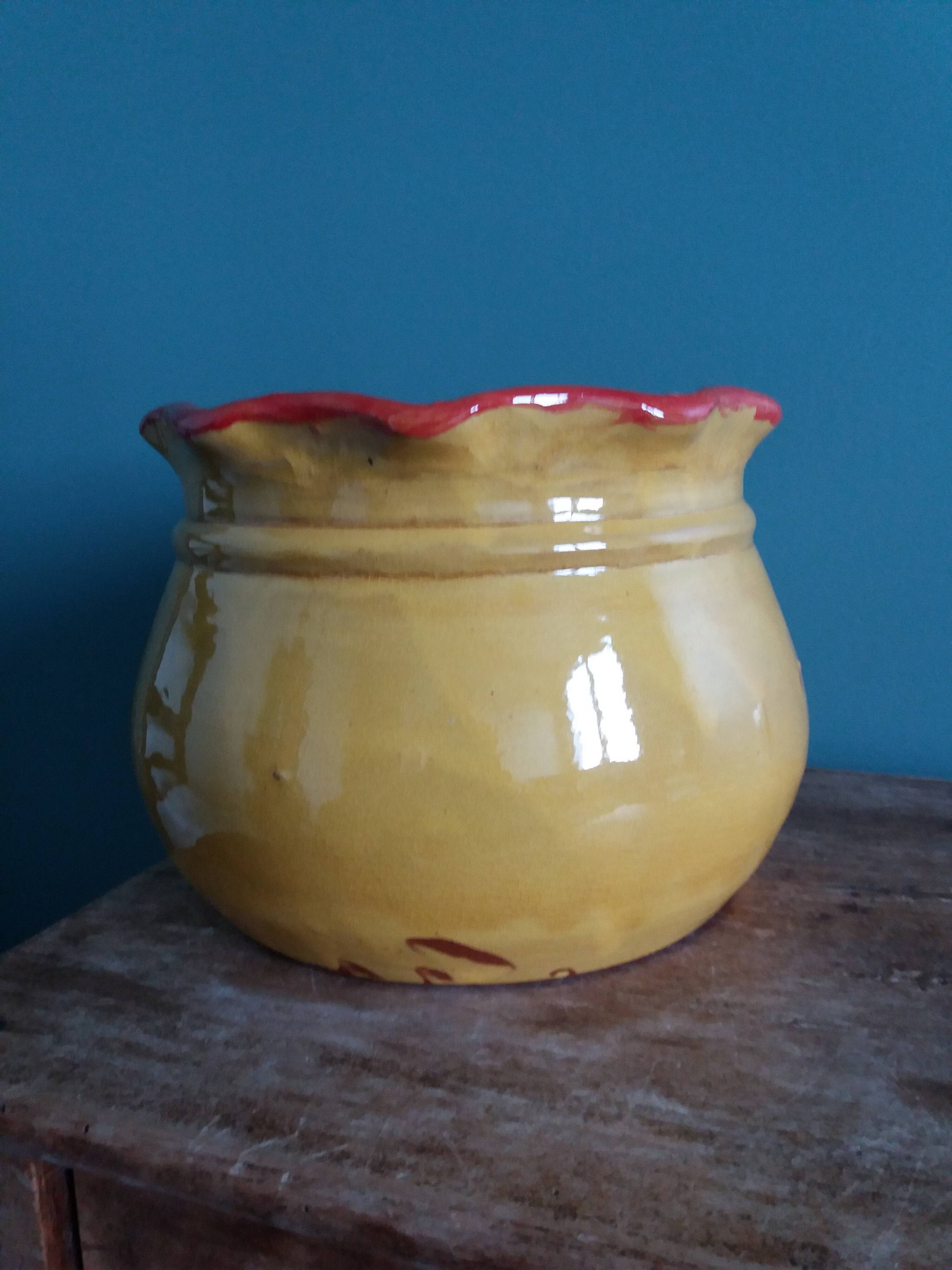 Planter, glazed terracotta flower pot, Provençal pottery