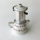 Old Nomar porcelain coffee maker with filter - like new - flower decor