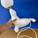 Vintage seal lamp in white ceramic and opaline.