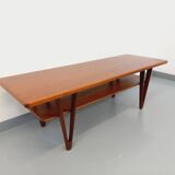 Large vintage Scandinavian double-topped teak coffee table by Kurt Østervig from the 1950s