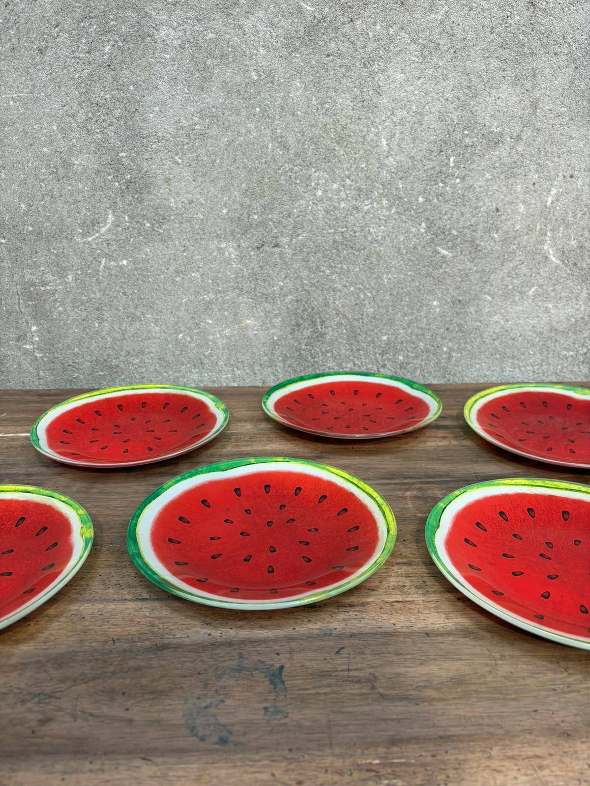 Assiette plate en verre à décor pastèque