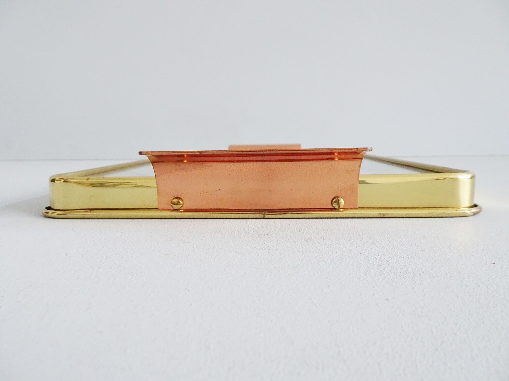 Mirror tray with diamond pattern made of brass and copper, 50