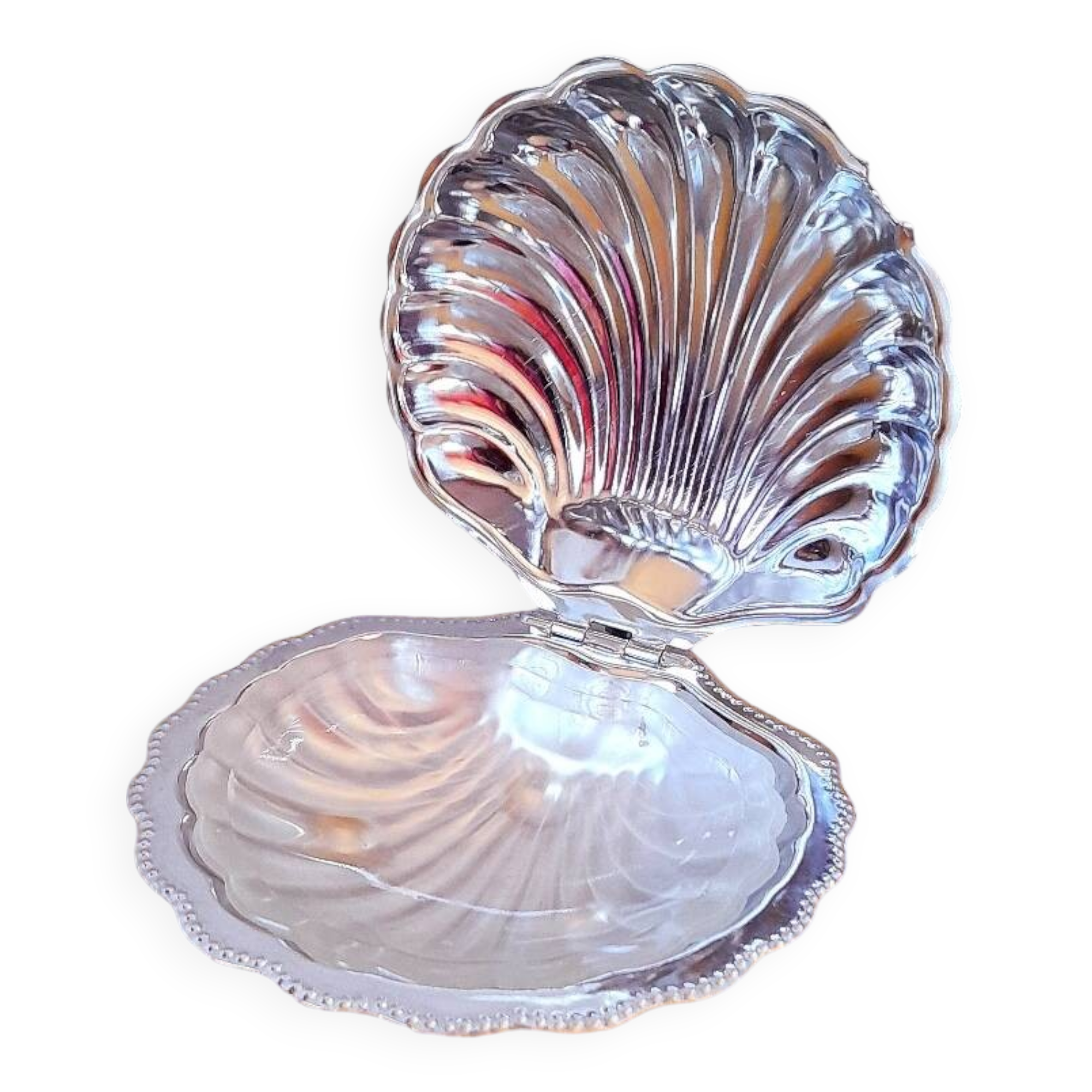 Metal shell butter dish, 1960.
