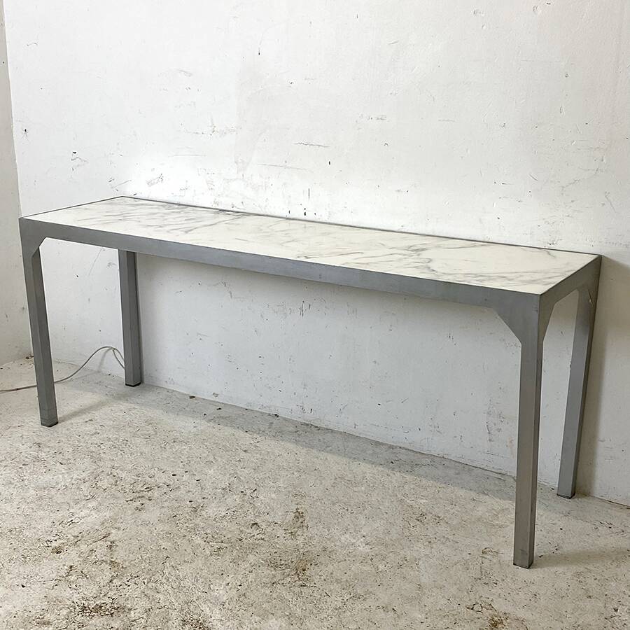 Metal and Carrara marble console