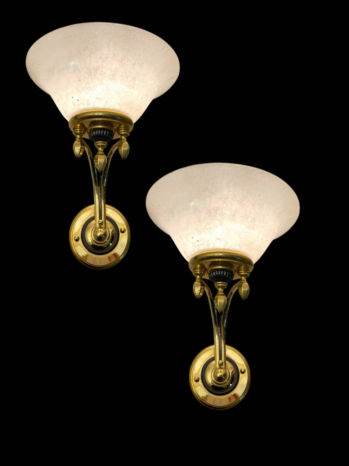Large Brass Murano Glass Sconces Set of 2