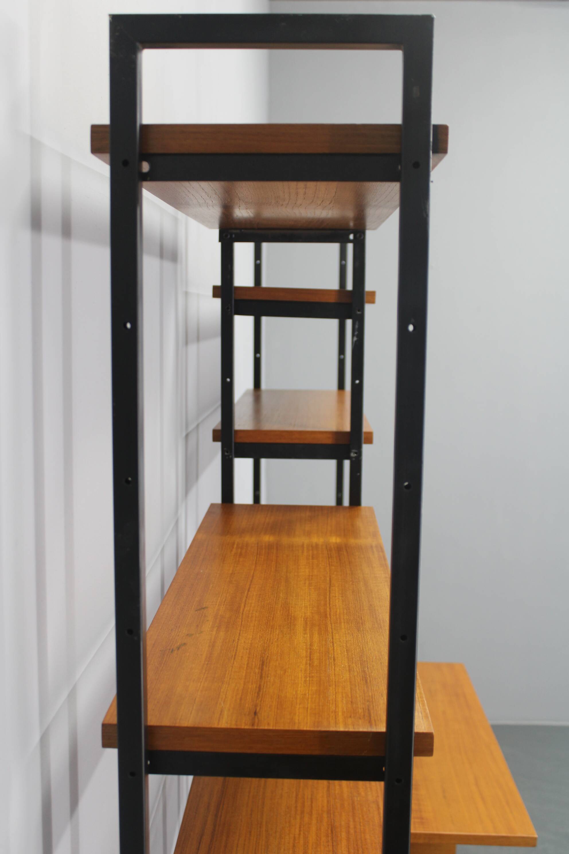 1970s Italian teak shelves unit with desk