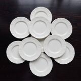 10 assiettes à dessert vintage en faïence ivoire au marli chantourné