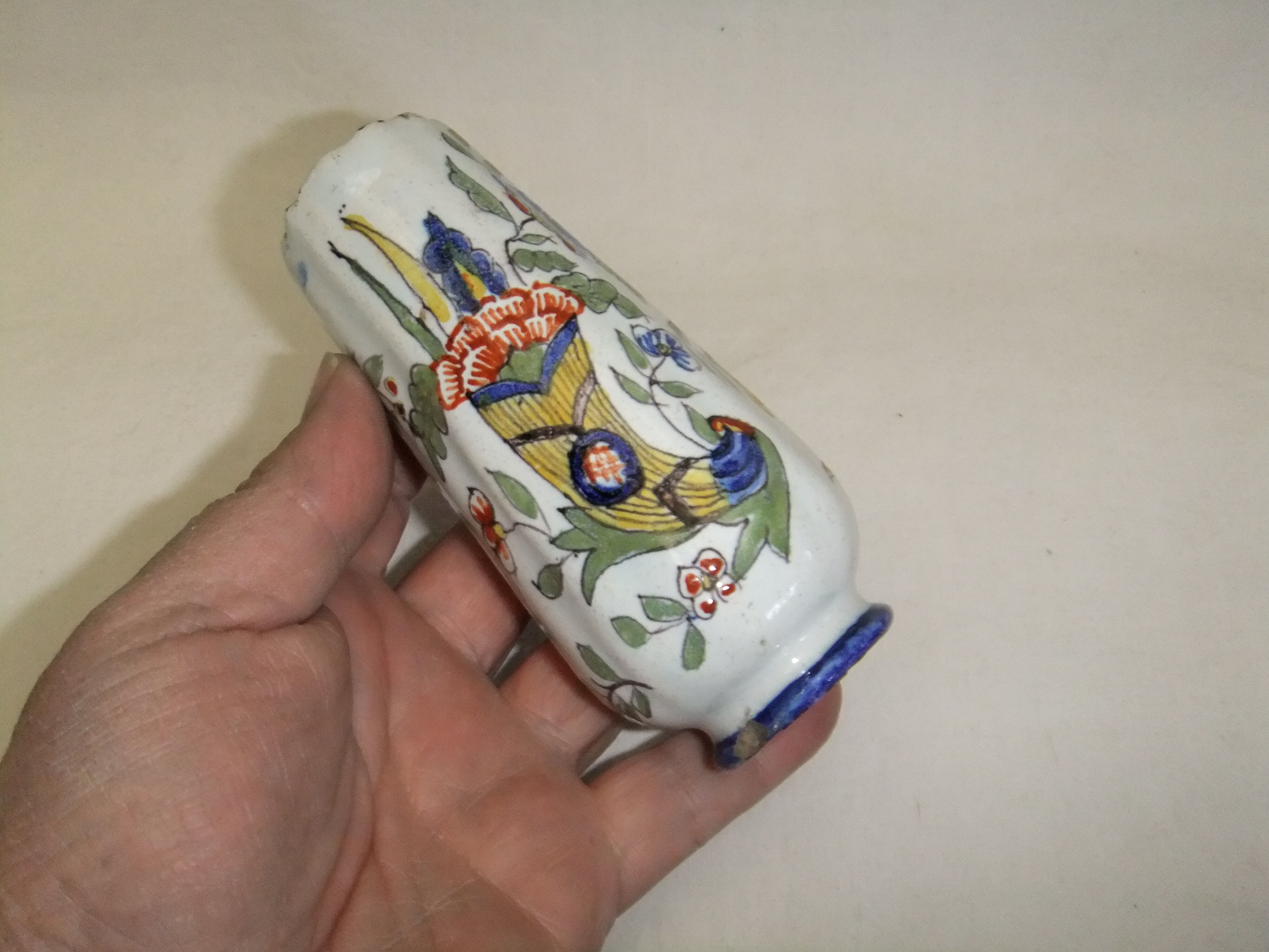 Vase Desvres Fourmaintraux Rouen Molicorne cornucopia of plenty