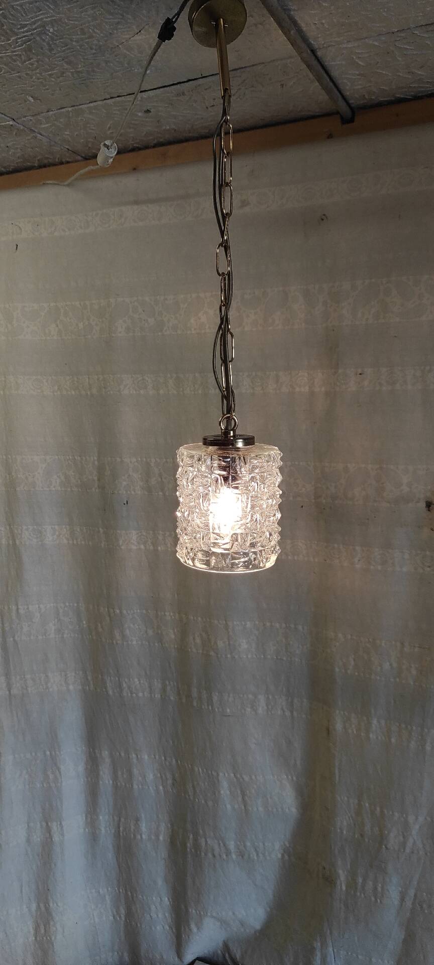 Glass and gilded metal suspension - mid 20th century