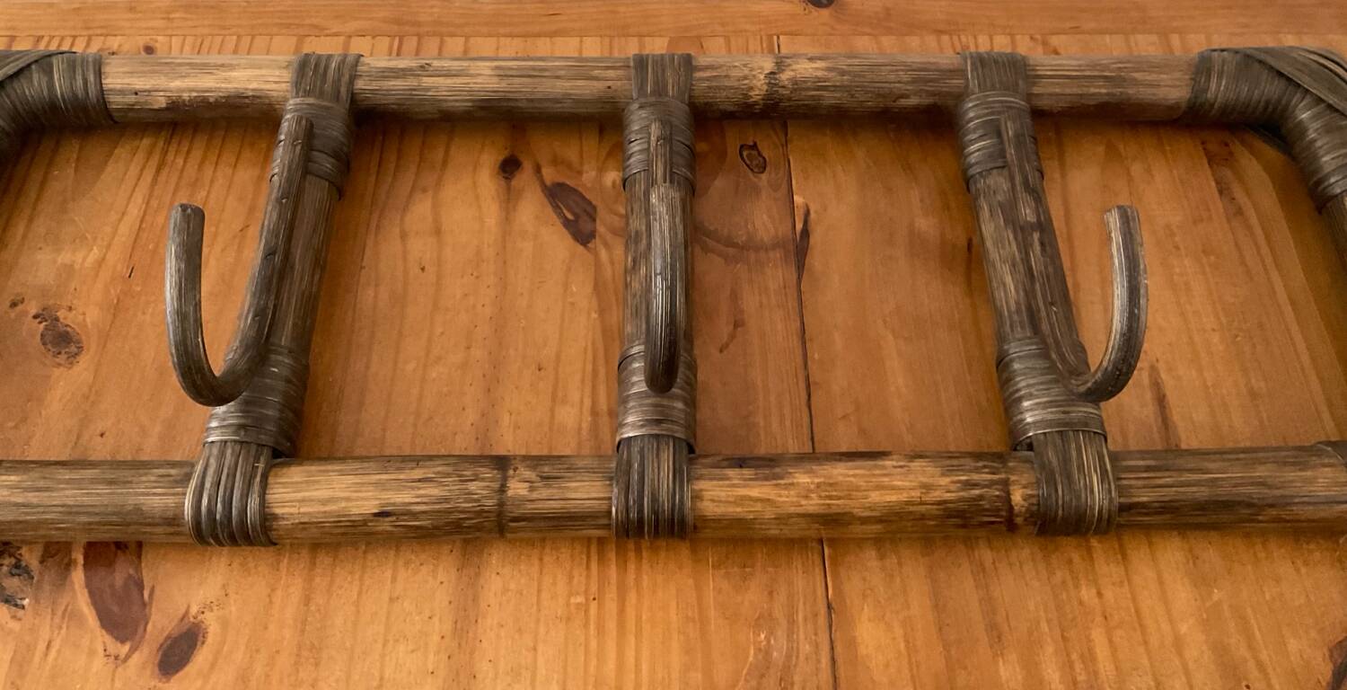 Pair of rattan coat racks from the 60s and 70s