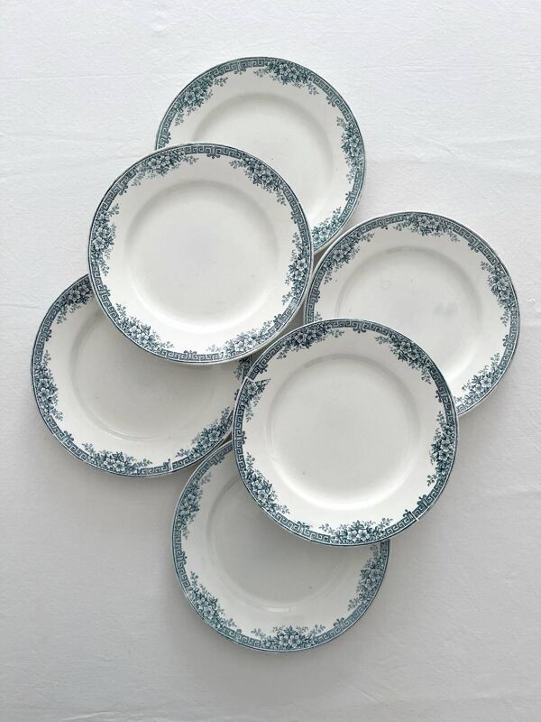 6 assiettes plates anciennes terre de fer « Lucy » Saint Amand