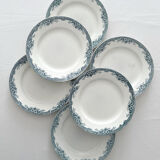 6 antique ironstone dinner plates "Lucy" Saint Amand