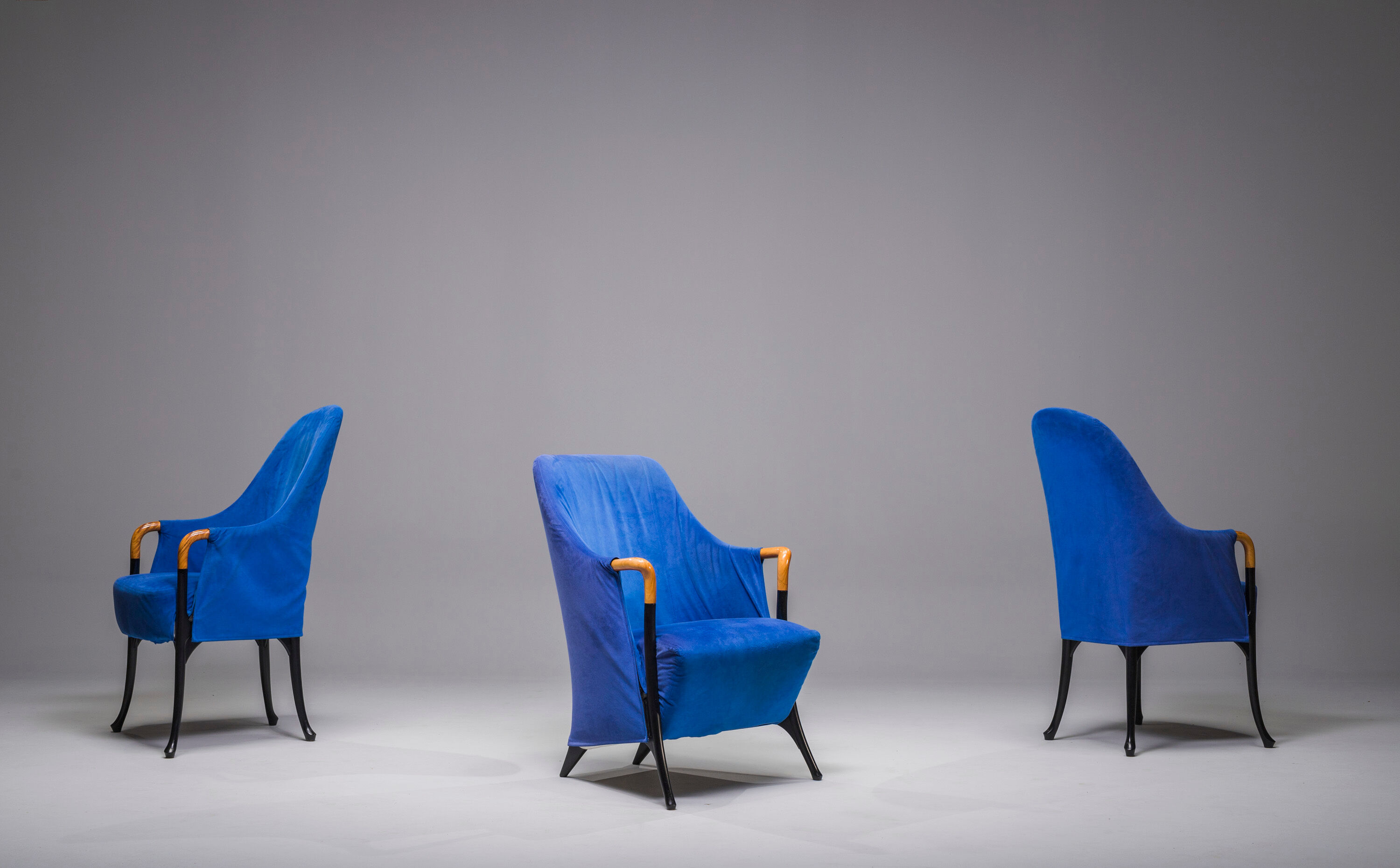 Italian alcantara project Armchairs by Umberto Asnago for Giorgetti/Progetti, 1980s