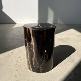 Small side table in black petrified wood with light streaks H: 27.5cm D: 18.5cm