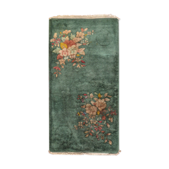 Tapis ancien chinois art deco fait main 61cm x 121cm 1920s