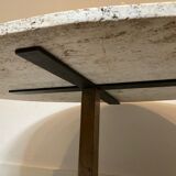 Vintage coffee table in travertine and brass