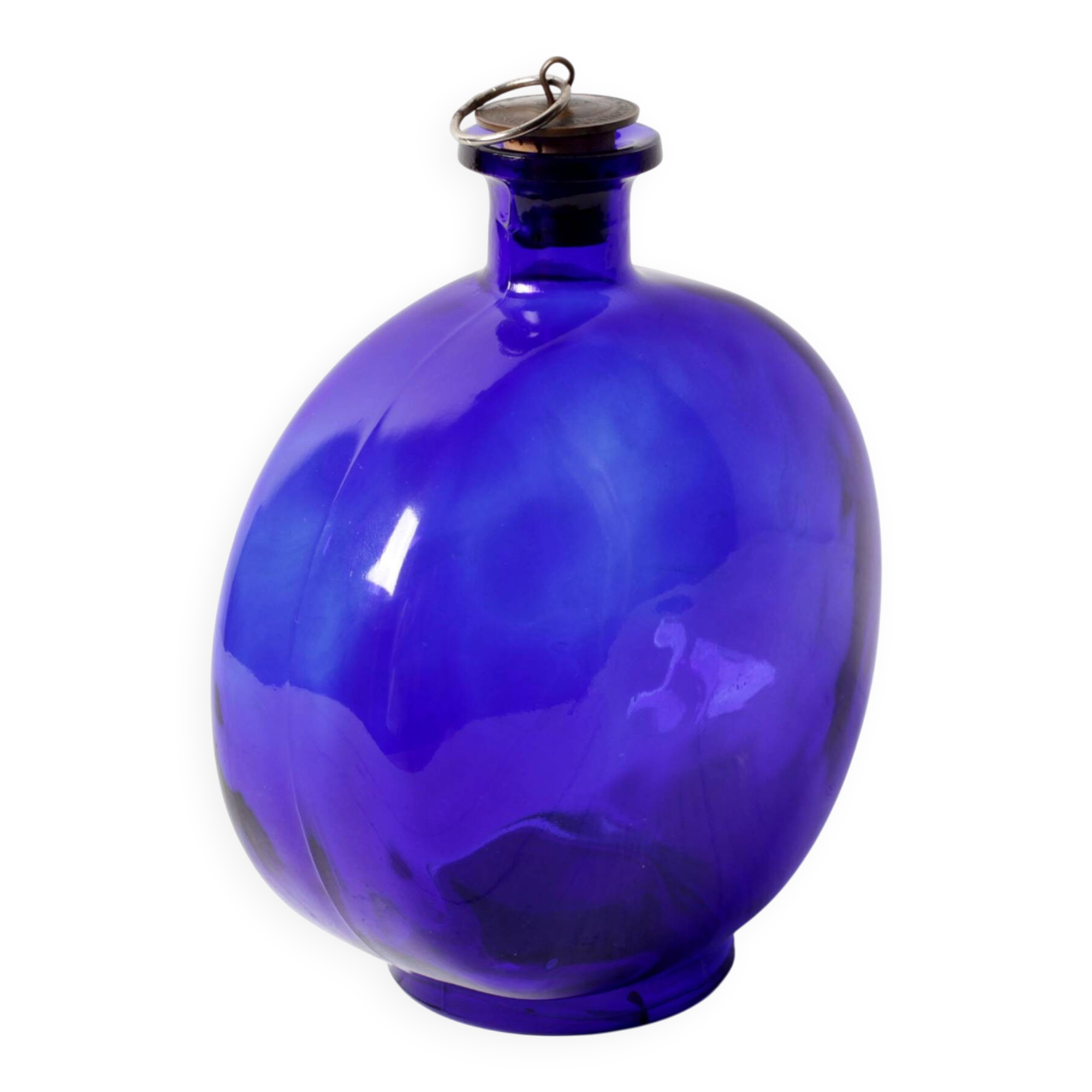 Mid-century Glass Bottle with Coin Cork / Ruda Glasbruk / Sweden / 1970s