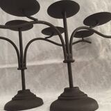 Pair of candle holders candlesticks candelabras cast iron candlesticks
