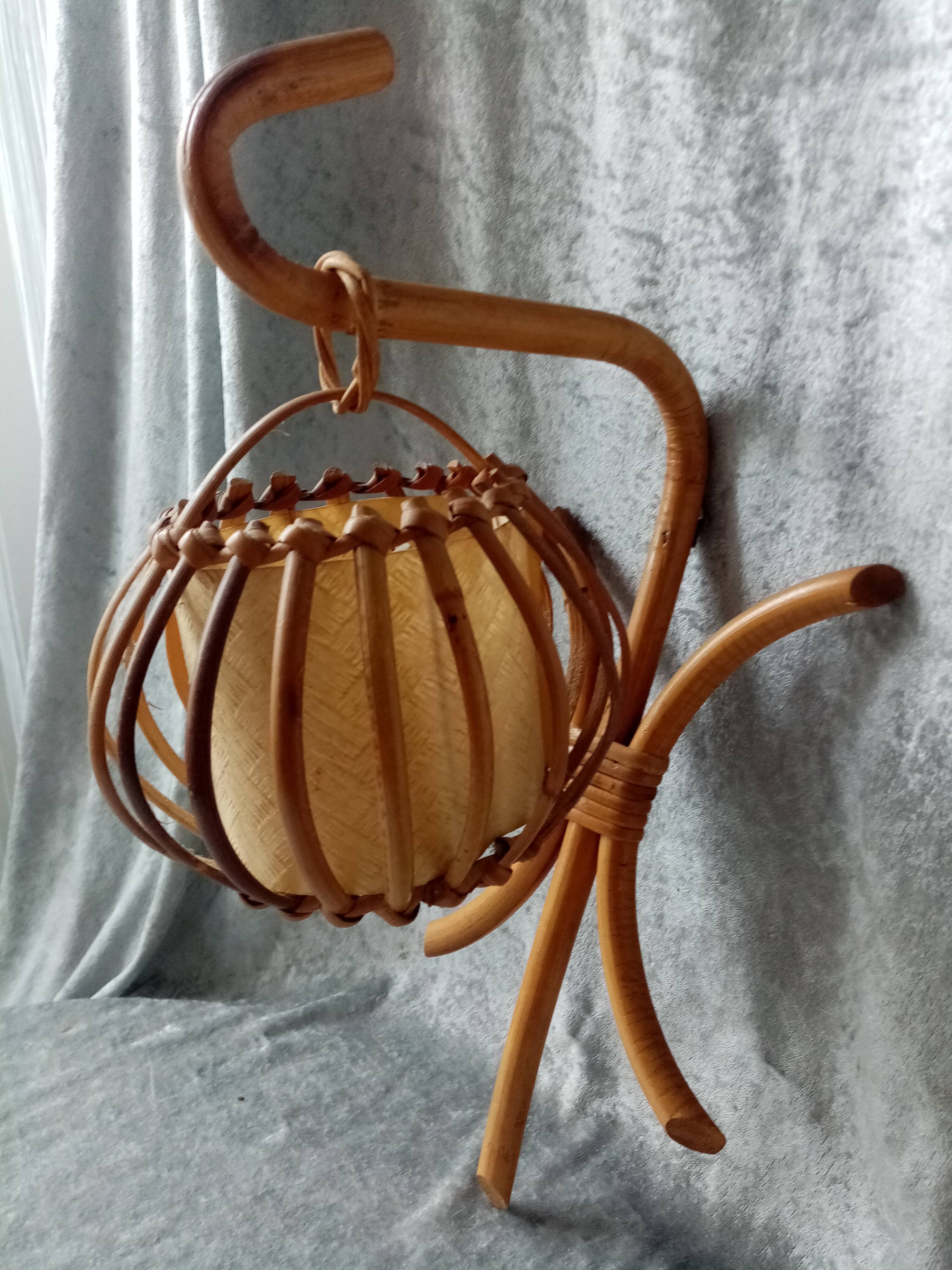 Applique en rotin années 50-60 design louis sognot