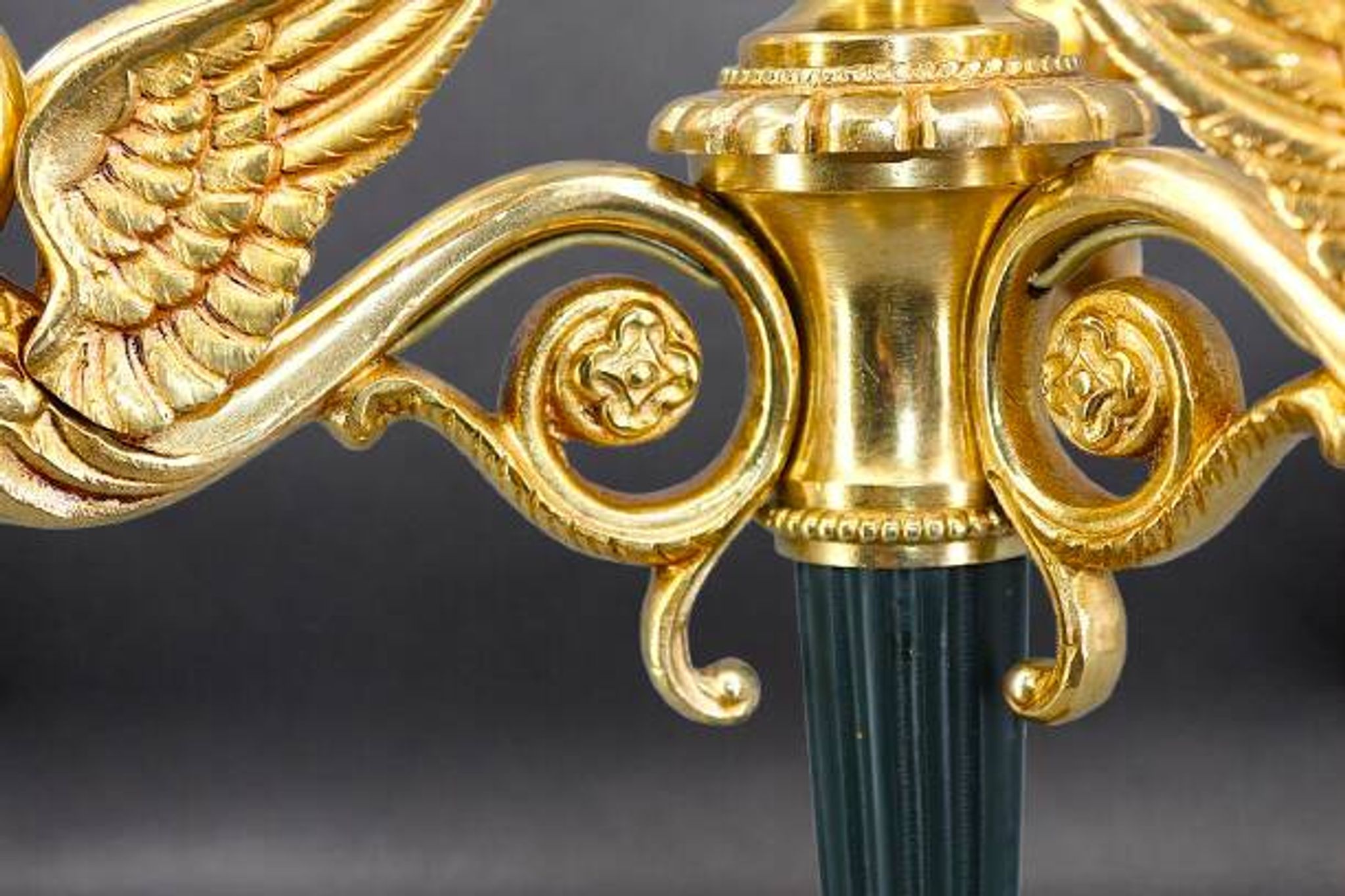 Flamboyant Pair of Candelabra/Chandeliers Solid Bronze Empire Style