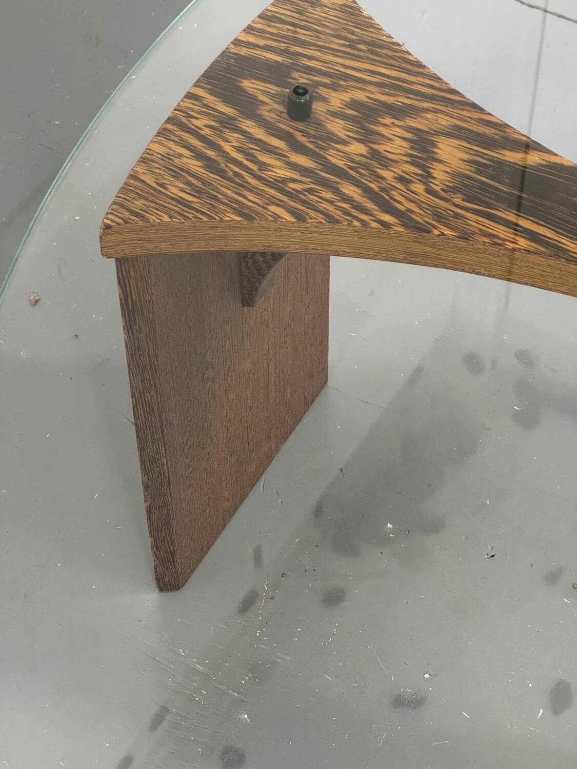 Mid-Century Modernist Wenge and Glass Round Coffee Table, 1970s