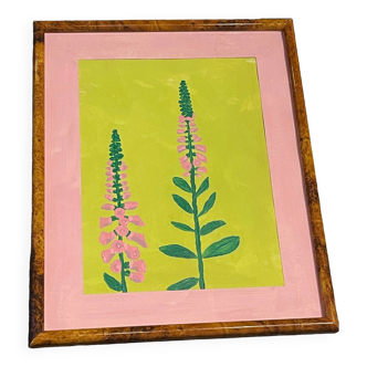 Peinture en gouache Digitalis dans un cadre antique