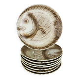 8 assiettes service poisson Sarreguemines vintage