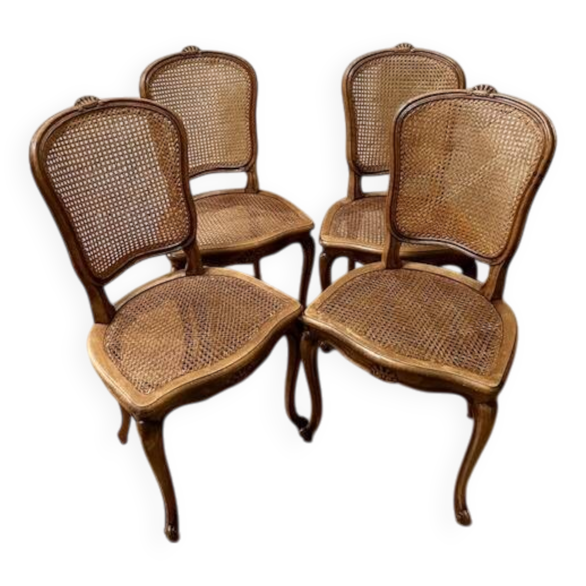 Set of 4 caned chairs