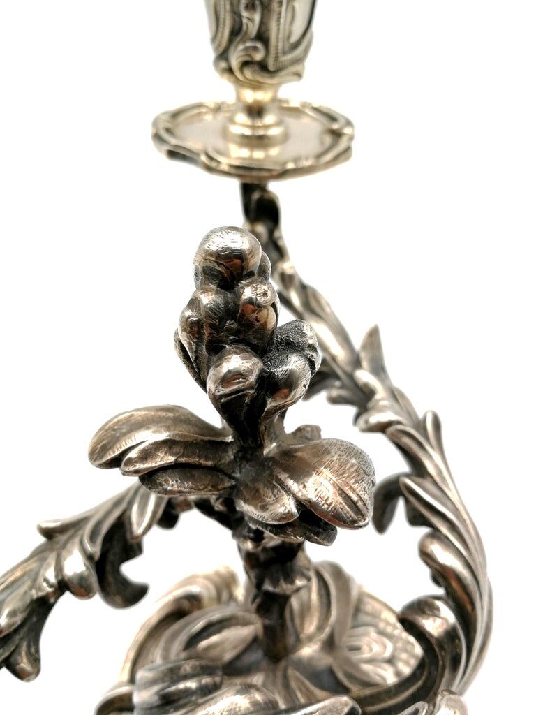 Wiskeman, pair of rococo chandelier, silver metal