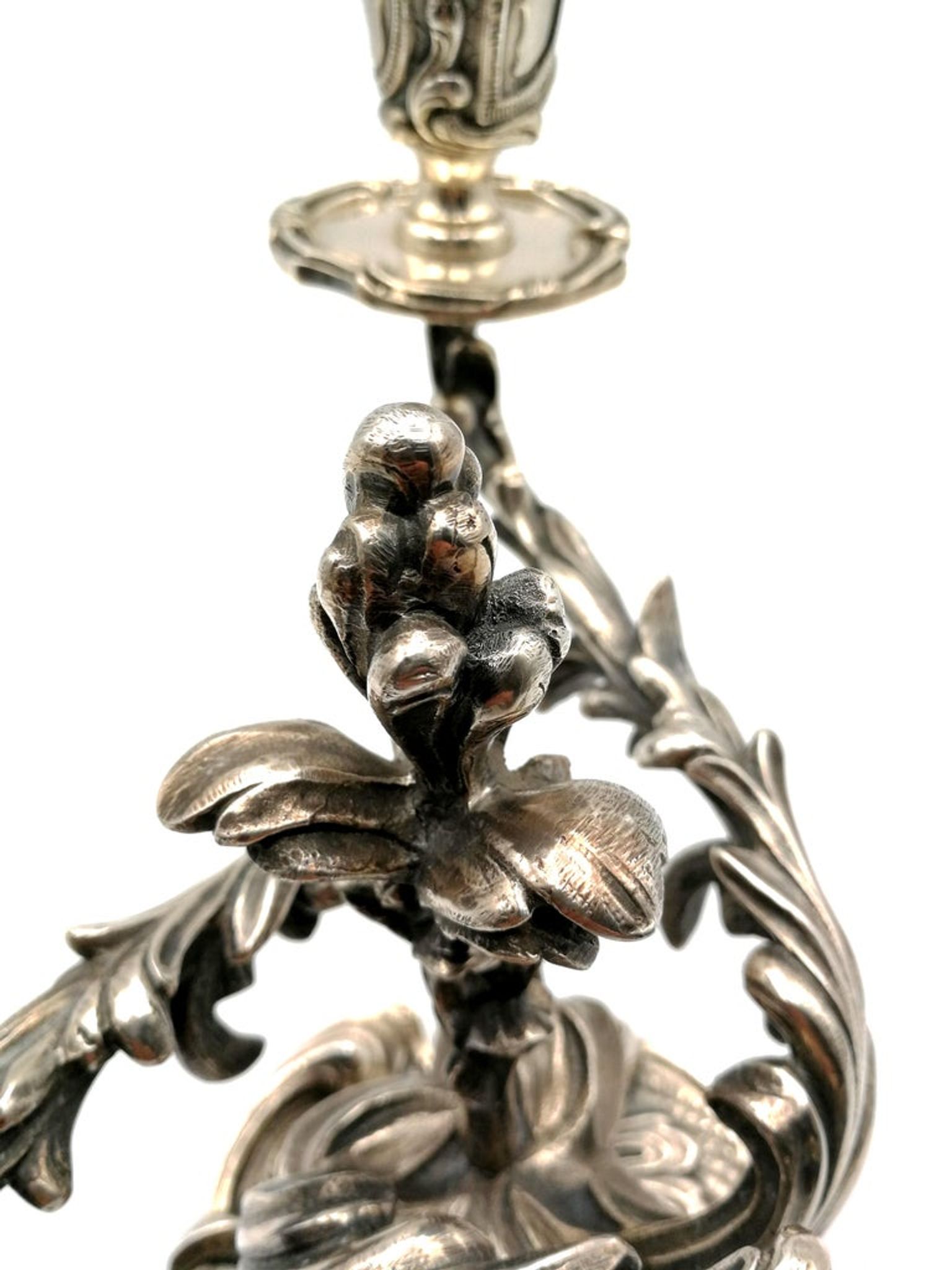 Paire de chandelier rococo, métal argenté