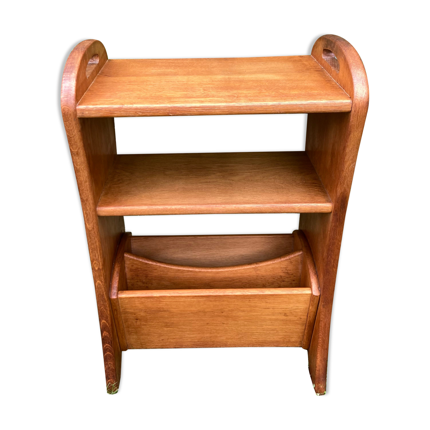 Magazine holder end of sofa 40s oak