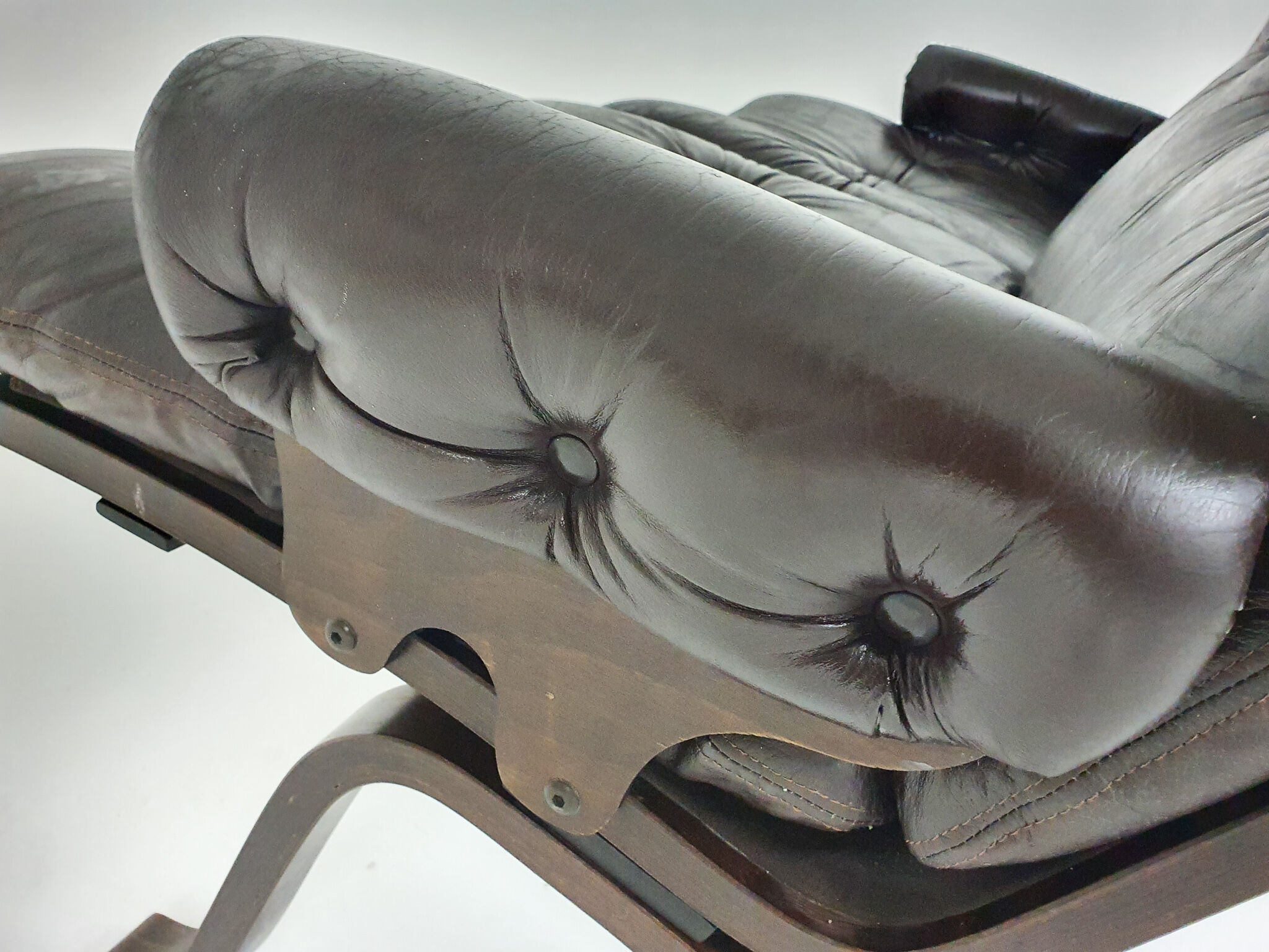 Brown leather two-seater sofa, Norway 1970's