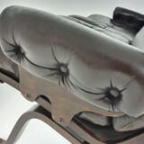 Brown leather two-seater sofa, Norway 1970's