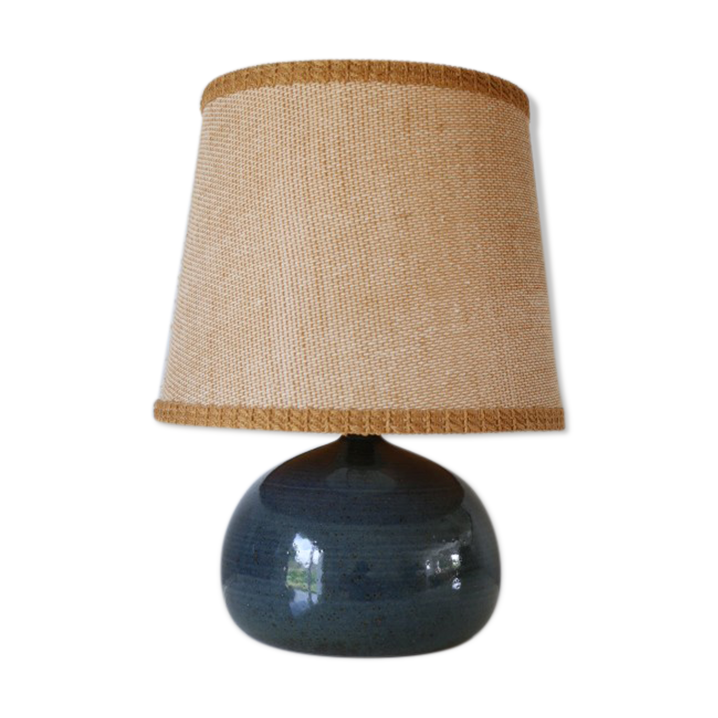Blue ceramic lamp with lampshade