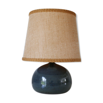 Blue ceramic lamp with lampshade