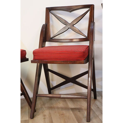 Série de 4 chaises vintage en bois et tissu 1950