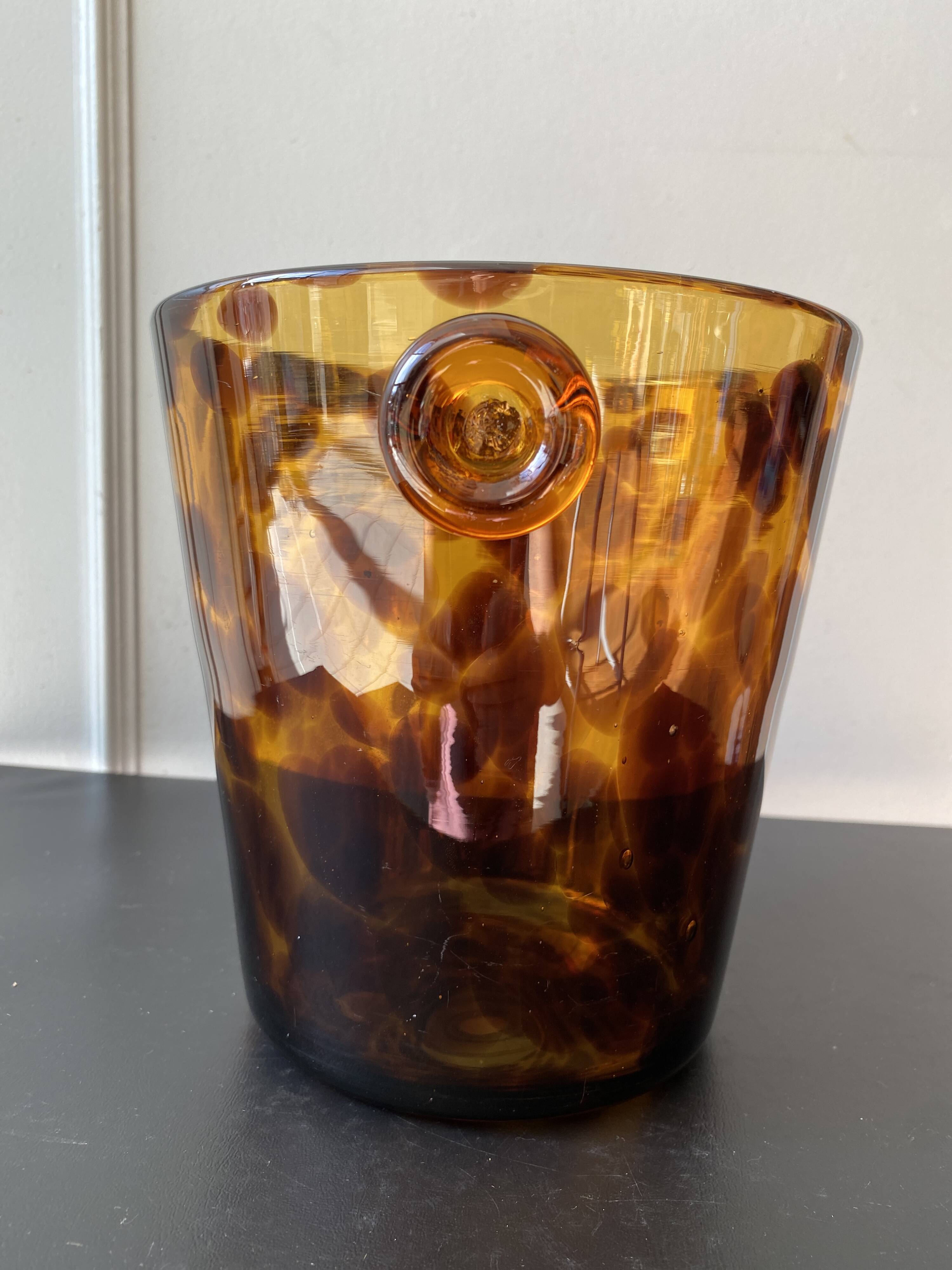 Seau à glaçons vintage Empoli pour Dior – verre soufflé écaille de tortue